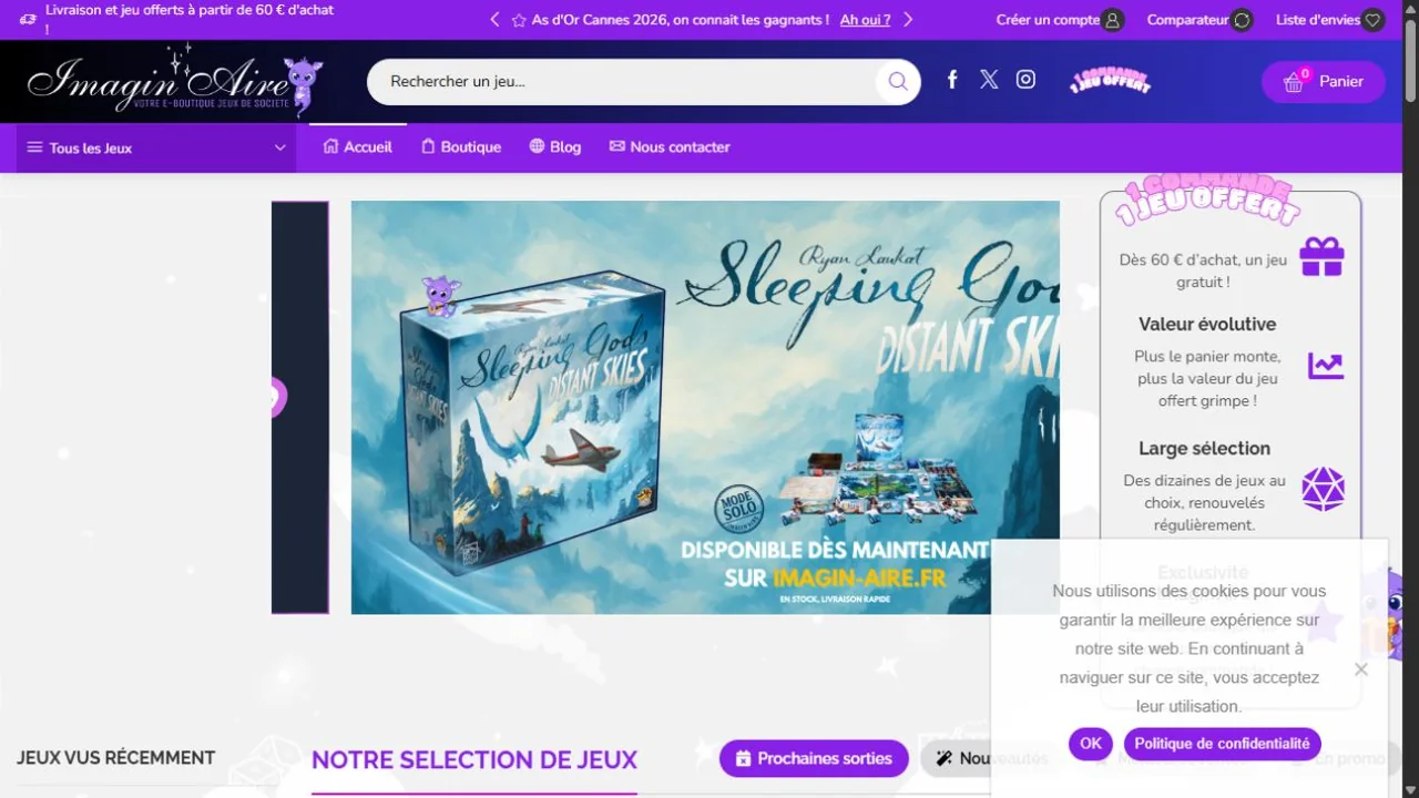 Page d’accueil du site Imagin’Aire